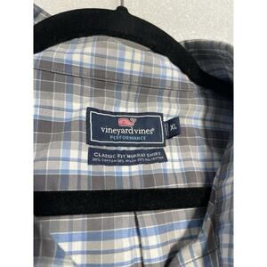 Vineyard Vines Shirt Mens XL Blue Green Gingham Classic Fit Murray Performance